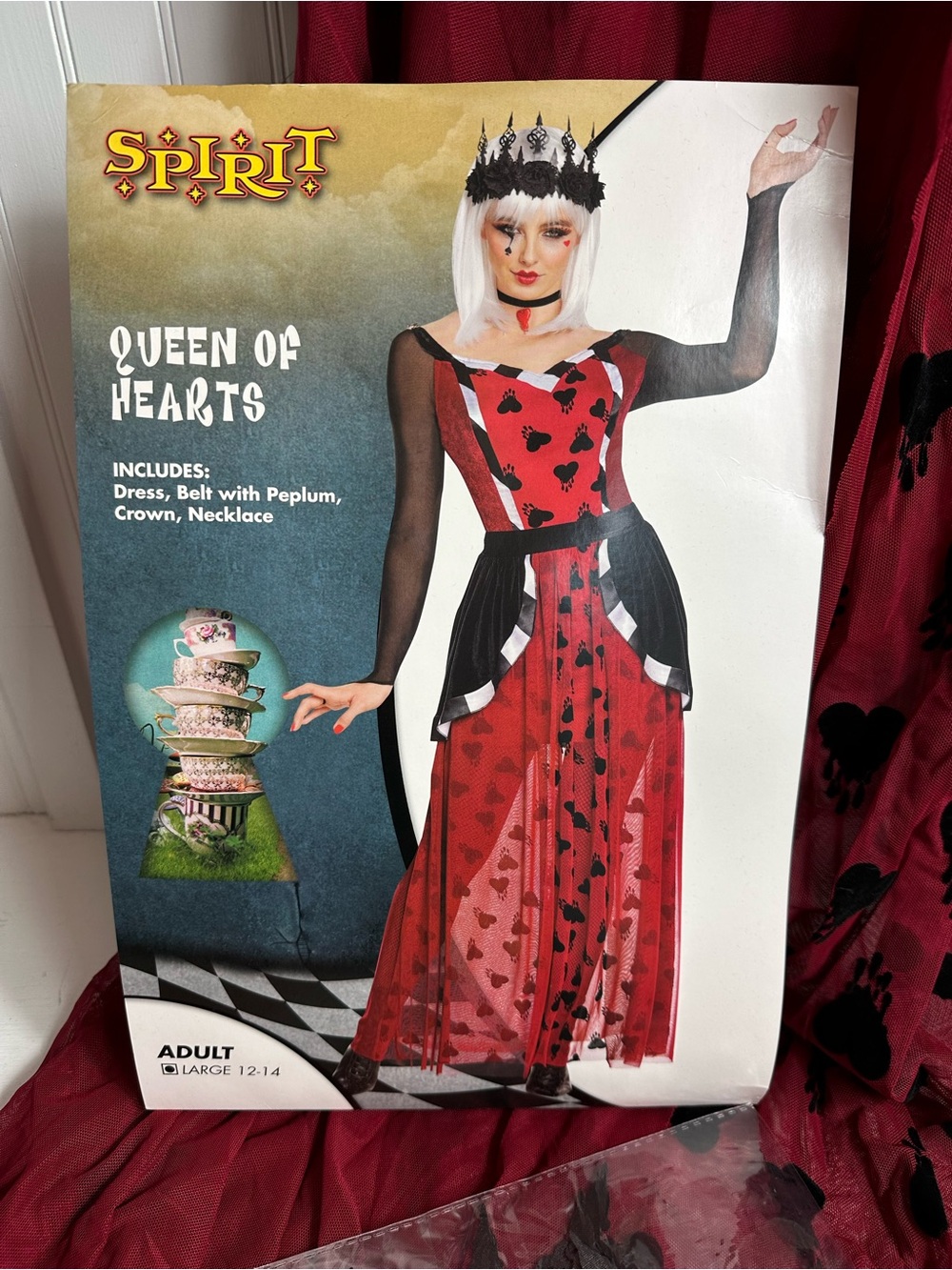 Spirit Halloween Queen of Hearts Adult Costume…Size Large12-14